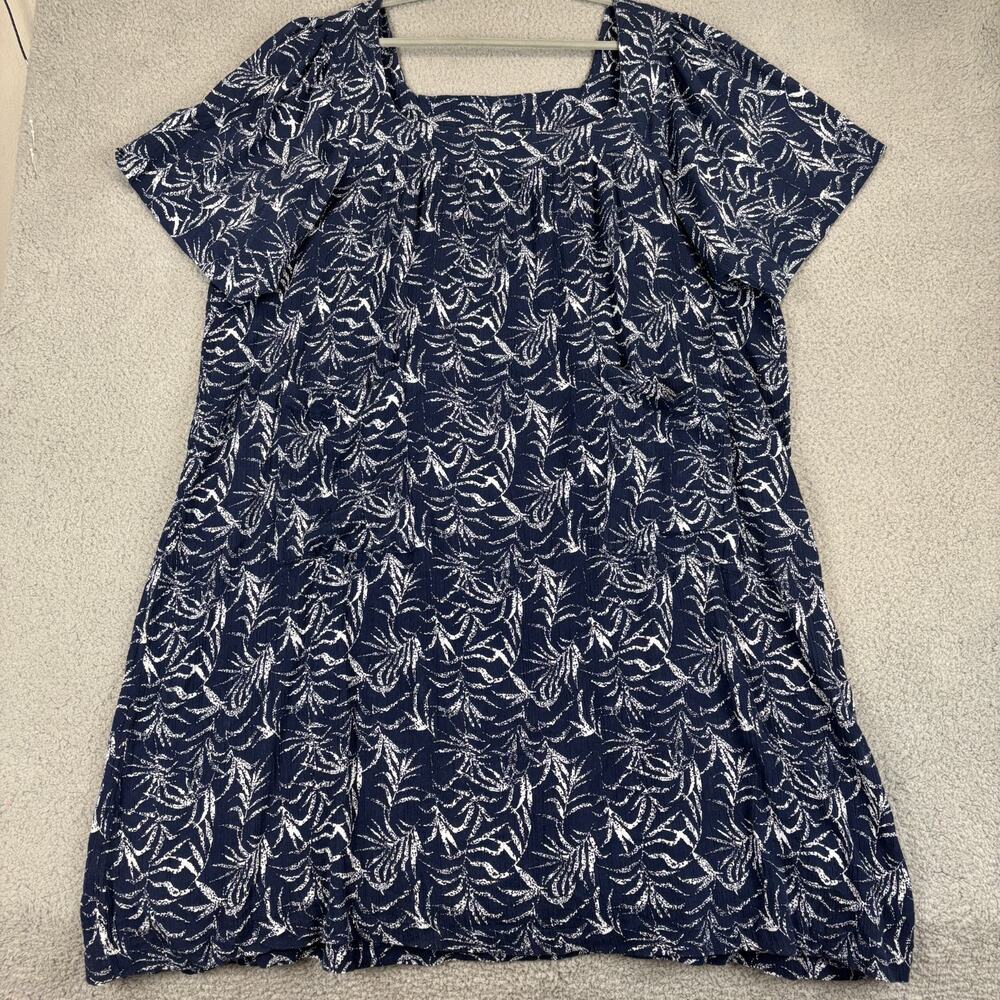 The Vermont Country Store Dress 2X Midi Muu Muu Loungewear Cotton Roomy Pockets